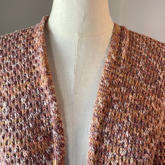 NWT Express women’s open knit cardigan drop shoulder cut out orange pink fall Sm - Picture 3 of 10